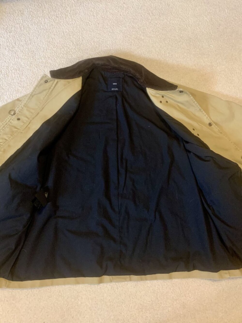 MANGO Corduroy Collar Cotton Canvas Barn Coat Tan L - Picture 8 of 16